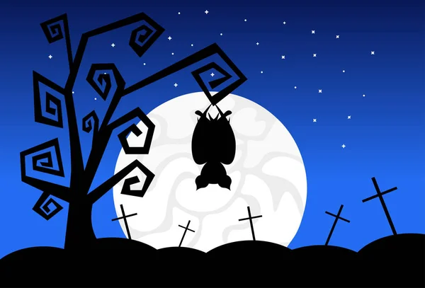 Silhouet Monsters In Moonlight enge schaduwen Happy Halloween Banner Trick Or Treat Concept vakantie — Stockvector