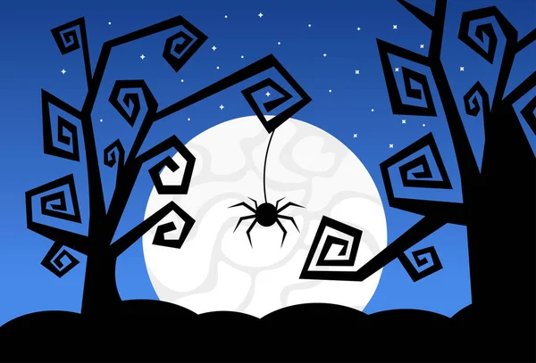 Monstruos de silueta a la luz de la luna Sombras de miedo Feliz Halloween Banner Truco o tratar Concepto de vacaciones — Vector de stock