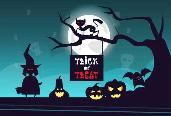 Feliz Halloween Banner Trick or Treat Conceito Férias Feriado Festa Horror Card — Vetor de Stock