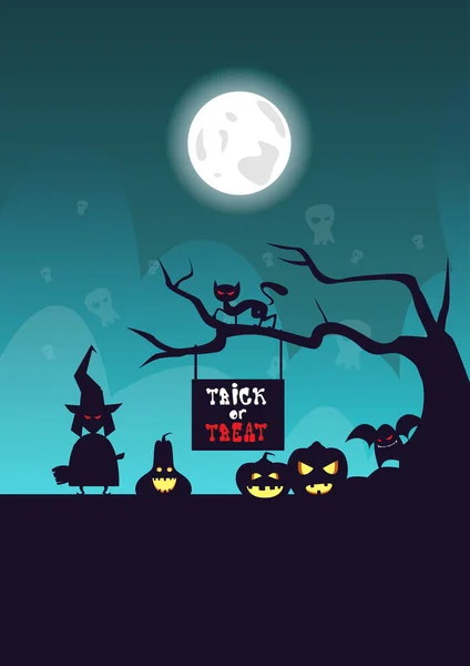 Feliz Halloween Banner Trick or Treat Conceito Férias Feriado Festa Horror Card —  Vetores de Stock