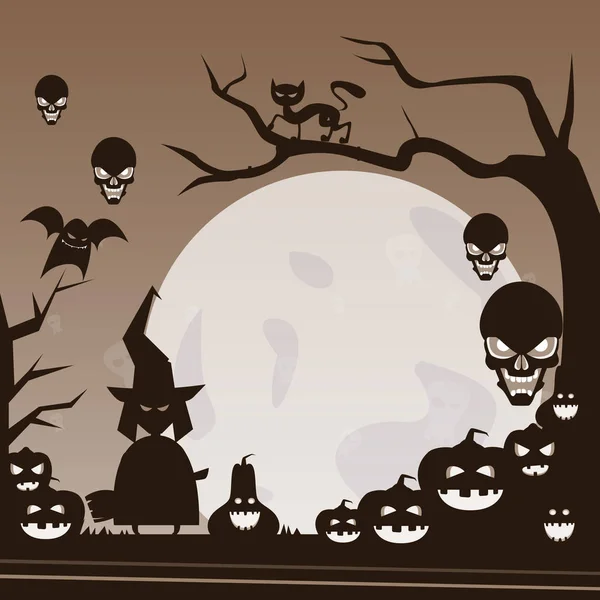 Veselý Halloween Banner Trick Or Treat koncept dovolené Pozdrav Card horor párty — Stockový vektor