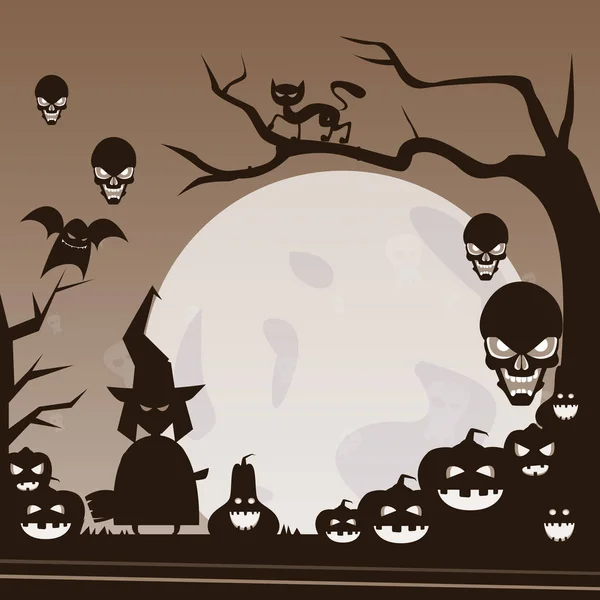 Feliz Halloween Banner Trick or Treat Conceito Férias Feriado Festa Horror Card —  Vetores de Stock