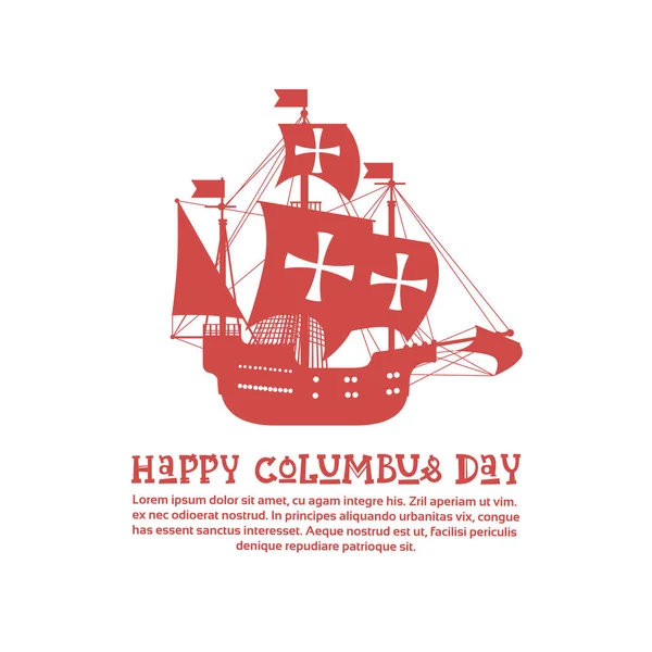 Joyeux Columbus Day National Usa Carte de voeux de vacances avec navire — Image vectorielle