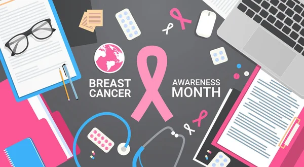 Плакат по профилактике заболеваний рака молочной железы — стоковый вектор