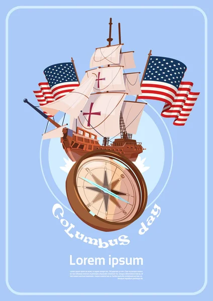 Happy dag van Columbus Amerika ontdekken wenskaart Poster — Stockvector