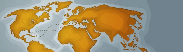 Mapa do mundo Horizontal Banner estilo Vintage retrô dos continentes —  Vetores de Stock
