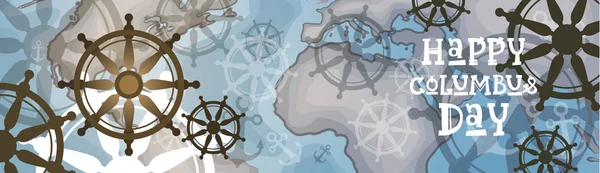 Mutlu bayram günü Amerika keşfetmek tatil Poster tebrik kartı Retro dünya harita yatay Banner