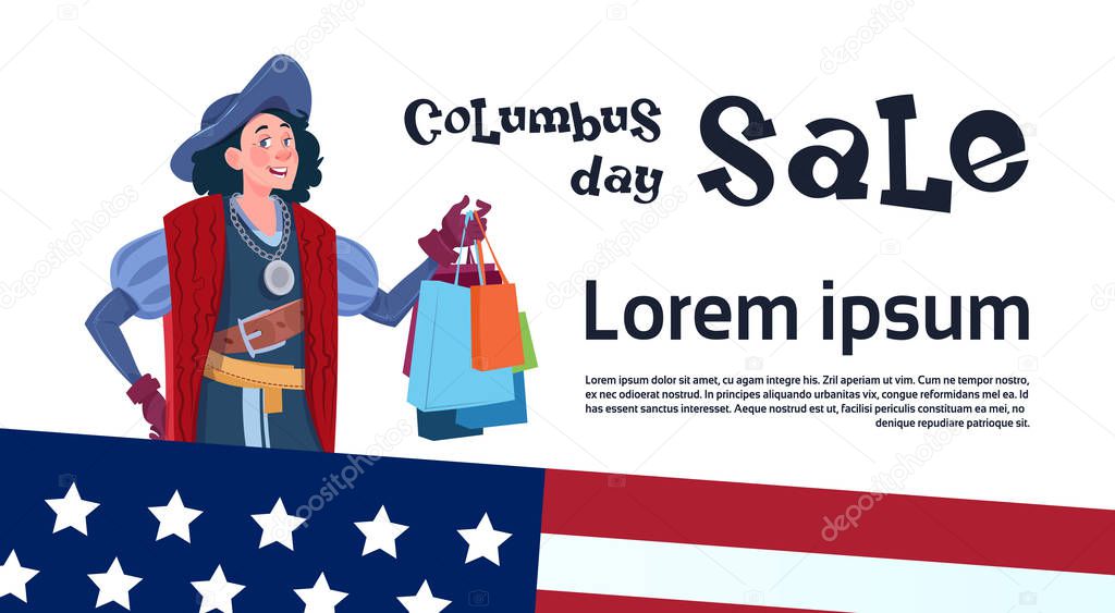 Happy Columbus Day Seasonal Holiday Sale Shopping Discount America Discover Poster Greeting Card