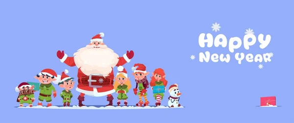 Санта-Клауса з новим роком вітальну листівку з Різдвом свято концепції ельфи — стоковий вектор