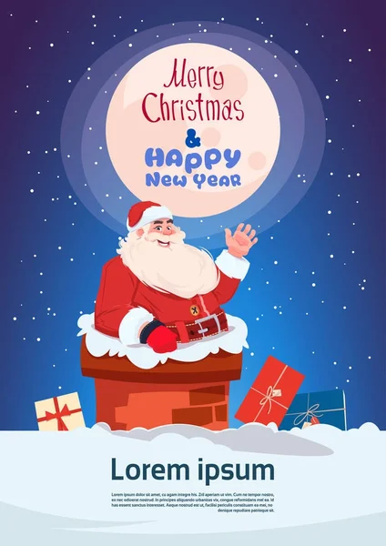 Поздравление с Новым годом и Рождеством Христовым с Концепцией зимних праздников Санта-Клауса — стоковый вектор