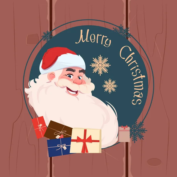 Buon Natale e felice anno nuovo biglietto di auguri con Babbo Natale Vacanze invernali Banner Concept — Vettoriale Stock