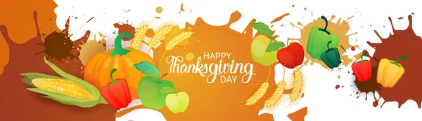 Feliz Día de Acción de Gracias Otoño Tradicional Cosecha Tarjeta de felicitación de vacaciones — Archivo Imágenes Vectoriales