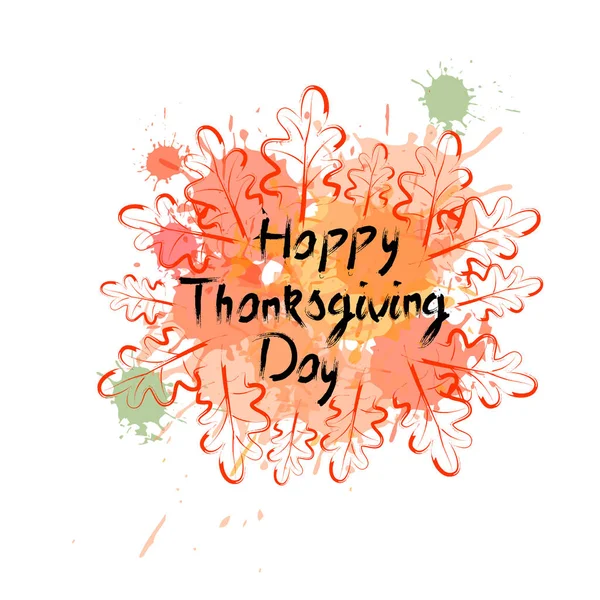 Happy Thanksgiving Day traditionella höstlovet gratulationskort logotyp — Stock vektor