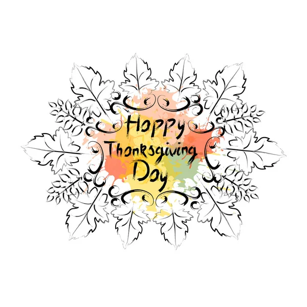 Happy Thanksgiving Day Autumn Traditional Holiday Greeting Card Logo — Stock Vector