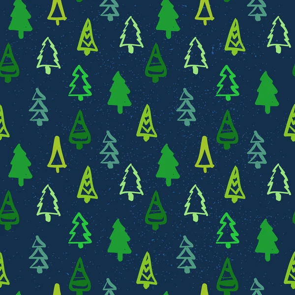 Noël motif sans couture pin arbre vacances d'hiver ornement emballage papier arrière-plan concept — Image vectorielle