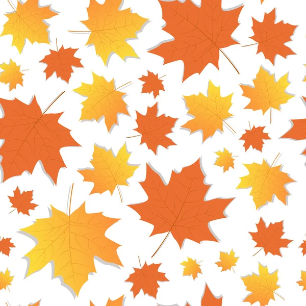 Autumn Seamless Pattern Background Yellow Maple Leaves Ornament Fall Season — Stock Vector