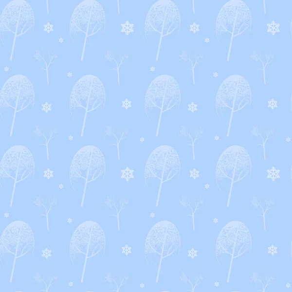 Patrón sin costura de Navidad Árbol nevado Vacaciones de invierno Adorno Papel de envoltura Concepto de fondo — Vector de stock