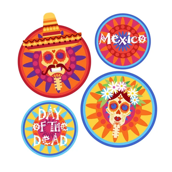 Día de Muerte Tradicional Mexicano Halloween Dia De Los Muertos Fiesta Decoración Banner Invitación — Archivo Imágenes Vectoriales