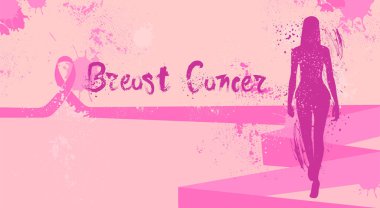 Meme kanseri gün hastalık farkındalık önleme Poster siluet kadın