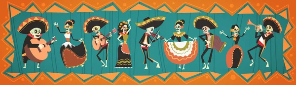 Jour De Mort Traditionnel Mexicain Halloween Dia De Los Muertos Fête Décoration Bannière Invitation — Image vectorielle