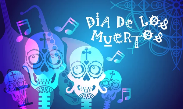 Nap halott hagyományos mexikói Halloween Dia De Los Muertos Holiday Party dekoráció Banner meghívás — Stock Vector