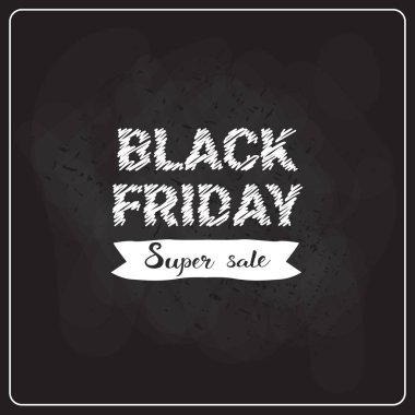 Blackboard arka plan, tatil alışveriş indirim etiketi kavramı üzerinde siyah Cuma süper satışı el ilanı