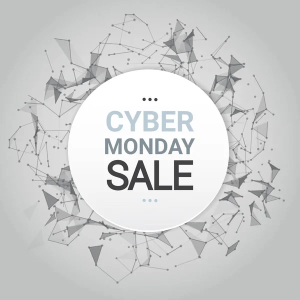 Cyber Monday Sale Poster Design sobre linhas futuristas fundo Tecnologia Ícone de compras — Vetor de Stock