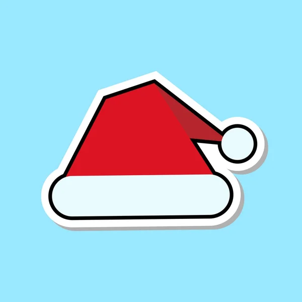 Červený Santa Claus Hat ikonu samostatný vánoční samolepka koncept — Stockový vektor
