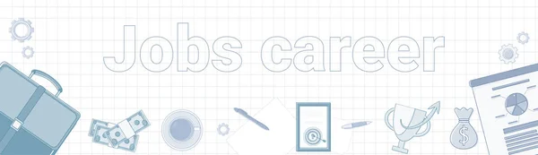 Θέσεις εργασίας λέξη καριέρα τετράγωνο φόντο οριζόντιων Banner προσωπική ανάπτυξη έννοια — Διανυσματικό Αρχείο