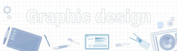 Grafik Design Idee Wort auf quadratischem Hintergrund horizontale Banner — Stockvektor
