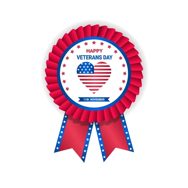 Veteraan dag medaille geïsoleerd op een witte achtergrond vakantie Badge In Usa vlag kleuren — Stockvector