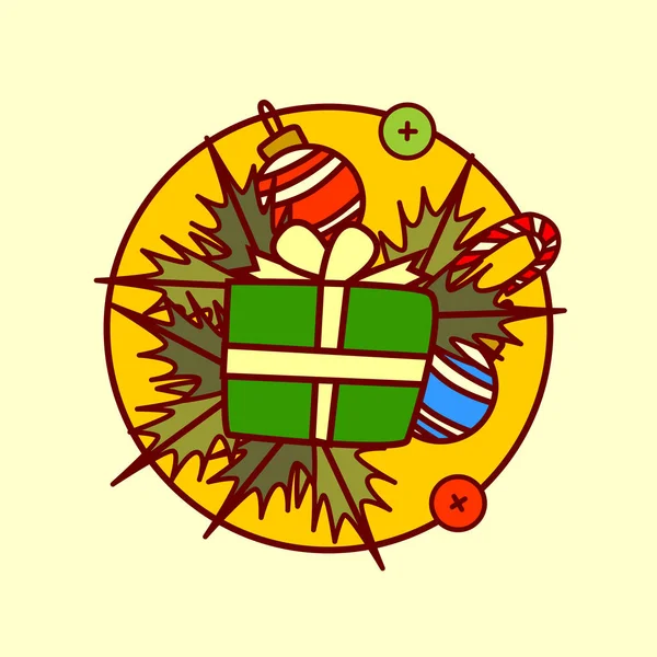 Icône de décoration de boîte de Gif Joyeux Noël et bonne année concept vacances d'hiver collection dessinée à la main — Image vectorielle