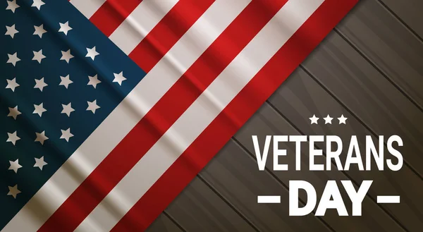Celebración del Día de los Veteranos Banner de fiesta nacional americano sobre fondo de bandera de EE.UU. — Archivo Imágenes Vectoriales