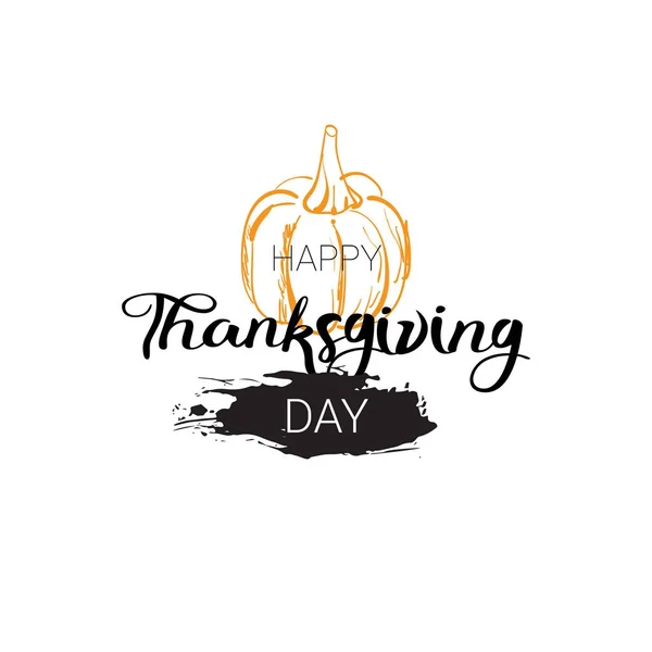 Happy Thanksgiving Day logotyp hösten traditionella skörden Holiday gratulationskort — Stock vektor