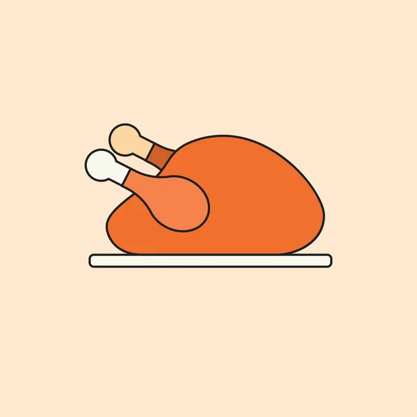 烤的火鸡图标感恩节快乐秋天传统收获假日概念 — 图库矢量图片