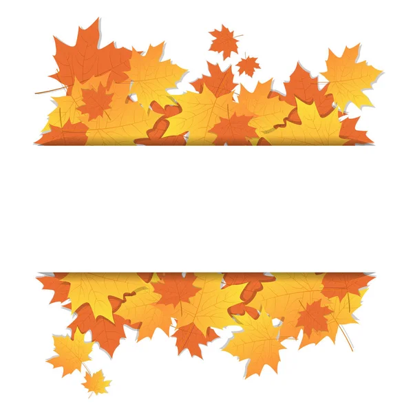 Autumn Leaves Frame On Banner With Copy Space Colorful Maple Ornament Fall Season — Stock Vector