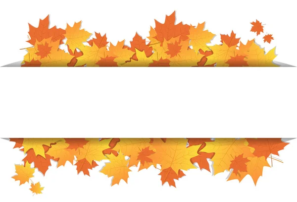 Autumn Leaves Frame On Banner With Copy Space Colorful Maple Ornament Fall Season — Stock Vector