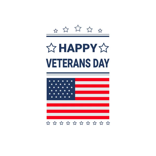 Veterans Day viering nationale Amerikaanse feestdag pictogram wenskaart met Usa vlag — Stockvector