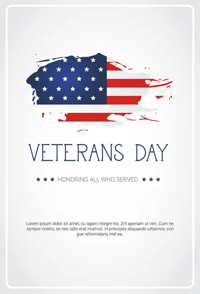 Festa do Dia dos Veteranos Bandeira Nacional Americana de Feriado Sobre o Fundo da Bandeira dos EUA — Vetor de Stock