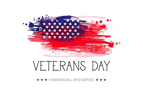 Veterans Day viering nationale Amerikaanse Vakantiewoningen Banner op Usa vlag achtergrond — Stockvector