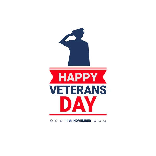 Veterans Day Celebration National American Holiday Icon cartão de saudação com bandeira dos EUA — Vetor de Stock