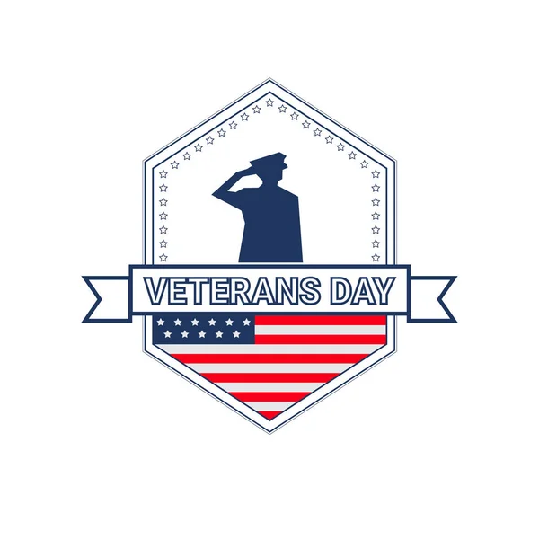 Veterans Day viering nationale Amerikaanse feestdag pictogram wenskaart met Usa vlag — Stockvector
