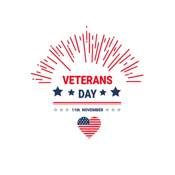 Celebración del Día de los Veteranos National American Holiday Icon Tarjeta de felicitación con bandera de EE.UU. — Archivo Imágenes Vectoriales