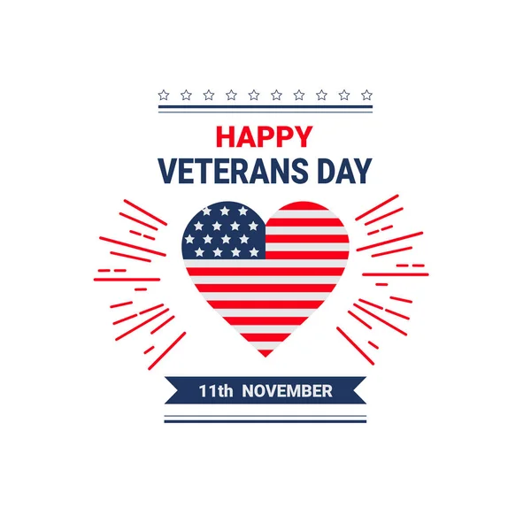Veterans Day Celebration National American Holiday Icon Greeting Card With Usa Flag