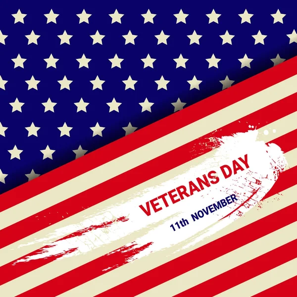 Veteranentag Feier Nationaler amerikanischer Feiertag Banner mit US-Flagge — Stockvektor