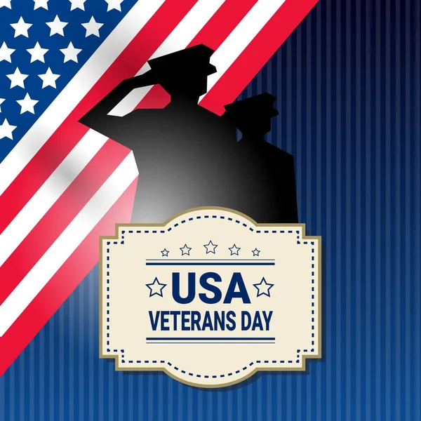 Veterans Day Celebration National American Holiday Banner With Soldier Silhouette Over Usa Flag Background
