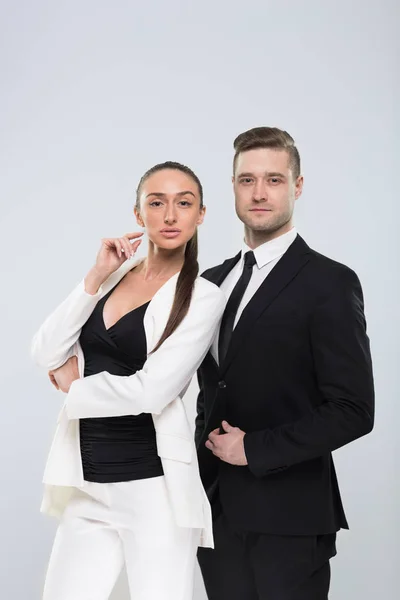 Zespół ludzi biznesu, Musinessman i kobieta kobieta interesu komplet na białym tle nosić — Zdjęcie stockowe