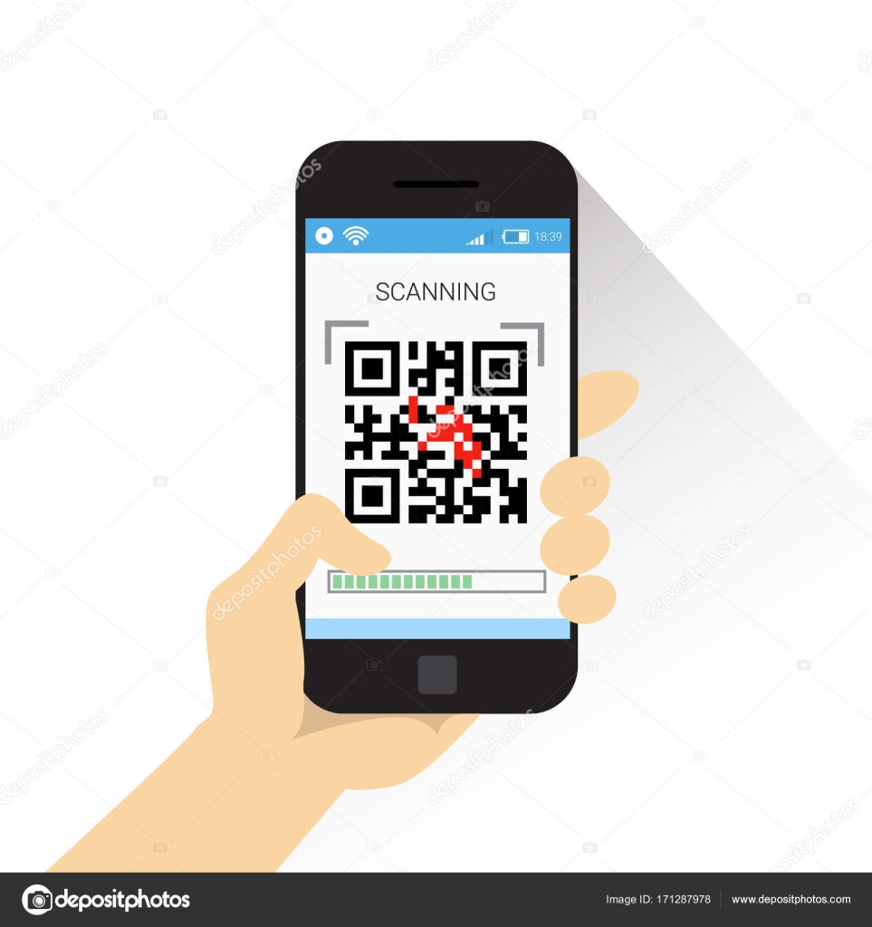 Hand Hold Smart Phone Scanning Qr Code Icon Barcode Scan ...