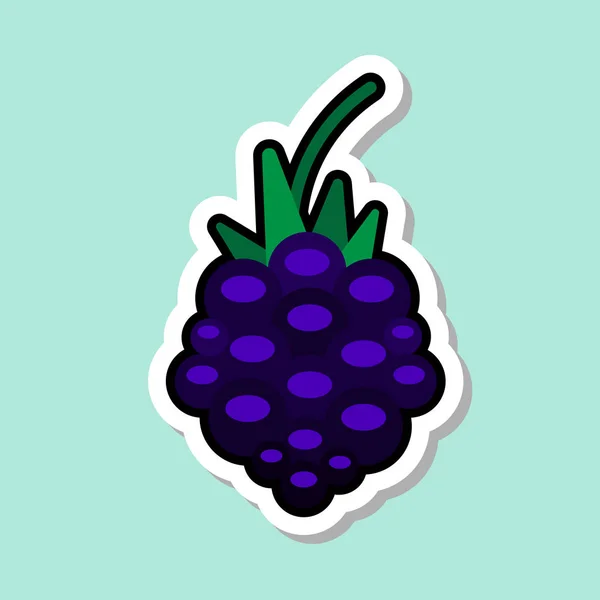 BlackBerry klistermärke på blå bakgrund färgglada frukt-ikonen — Stock vektor