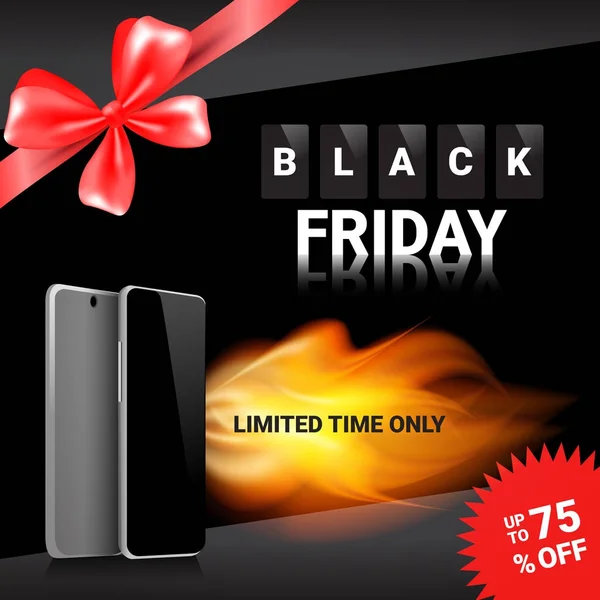 Black Friday Verkauf Vorlage Banner Rabatte auf moderne Smartphones Plakatdesign — Stockvektor